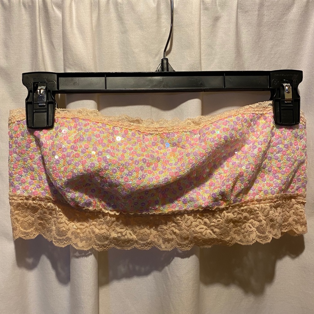 VS PINK Peach Multi-color Sequin Bandeau